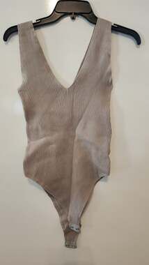 Accent Prone The Label Womens M Ribbed Knit V-Neck Bodysuit Sleeveless #977